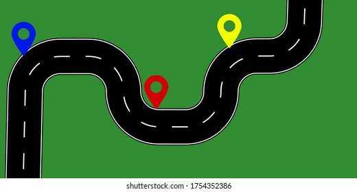 Vector Map Winding Road Travel Infographics Stock Vector (Royalty Free ...