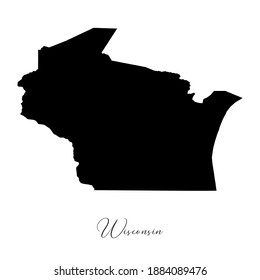 Vector map of  Wisconsin with handwritten name of the state. State name can be removed or edited. Black drawing on white background. Appropriate for digital editing and prints of all sizes.