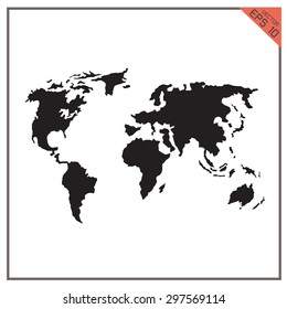 vector map world abstract black on white  background