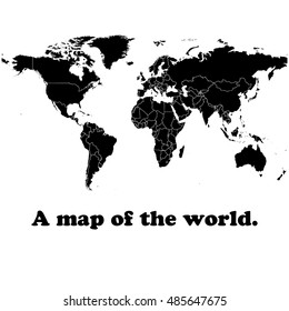 Vector map of the world. Black illustration on white background.