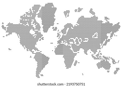 vector  map world from black square formation, Isolated on White
