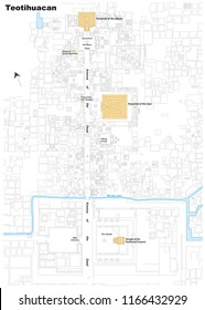 Vector map of the World Heritage Teotihuacan