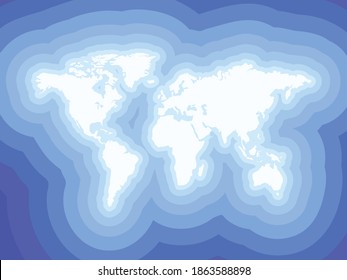 Vector map of the world. Isolated on blue layered background