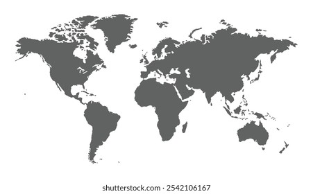 Mapa de Vector del mundo aislado sobre fondo blanco. Para uso en segundo plano, diseños de Sitio web, Educación, alto detalle