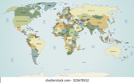 Vector map of the world. Most precise vector illustration of map of the world. 