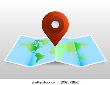 Vector map of the world and map navigation icons. Vector illustration.