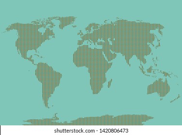 Vector map of the world. Oceans and continents on a flat projection. The globe on the plane. Vector illustration
