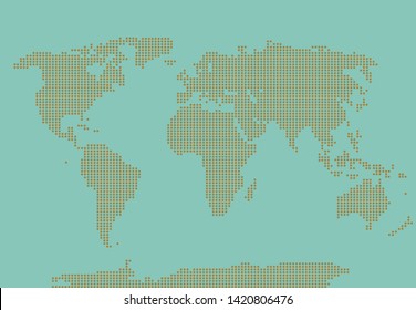 Vector map of the world. Oceans and continents on a flat projection. The globe on the plane. Vector illustration