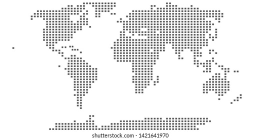 Vector Map Of The World. Oceans And Continents On A Flat Projection. The Globe On The Plane. Vector Illustration