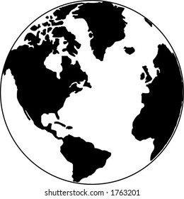 Vector map of the world on the globe