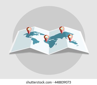 Vector map of the world with Pin Pointer