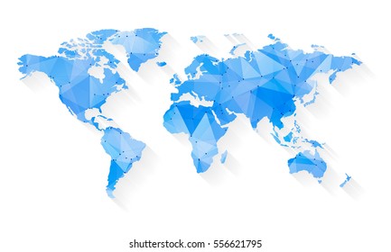 Vector map of world with trendy triangles design