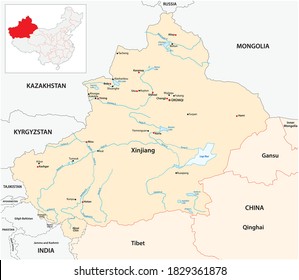 Vector map of Xinjiang Uygur Autonomous Region, China