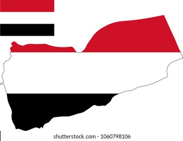 Vector map of Yemen with flag. Isolated, white background