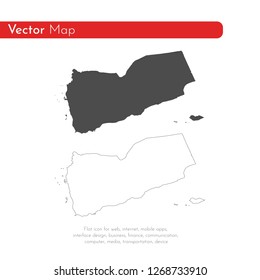 Vector map Yemen. Isolated vector Illustration. Black on White background. EPS 10 Illustration.