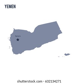 Vector map of Yemen isolated on white background. Travel Vector Illustration.