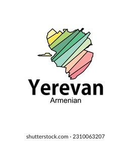vector Map of Yerevan Armenia,Armenia Map. District map of Armenia detailed map colorful