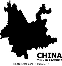 Vector Map of Yunnan Province with name. Map of Yunnan Province is isolated on a white background. Simple flat geographic map.