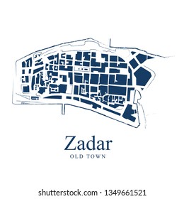 Vector map of Zadar, old town centre.