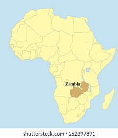 Vector map of Zambia in Africa 