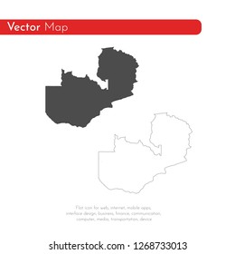 Vector map Zambia. Isolated vector Illustration. Black on White background. EPS 10 Illustration.