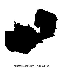 Vector map Zambia. Isolated vector Illustration. Black on White background. EPS 10 Illustration.