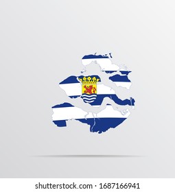 Vector map of Zeeland province, Netherlands combined with Zeeland province, Netherlands flag.