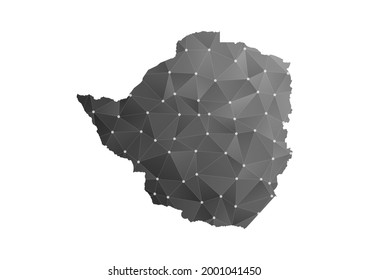 Mapa vectorial de Zimbabue. Estilo poligonal negro sobre fondo blanco.