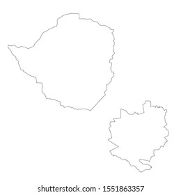 Vector map Zimbabwe and Harare. Country and capital. Isolated vector Illustration. Outline. EPS 10 Illustration.