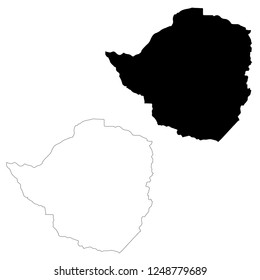 Vector map Zimbabwe. Isolated vector Illustration. Outline and vector. Black on White background. EPS 10 Illustration.