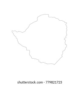 Vector map Zimbabwe. Isolated vector Illustration. Black on White background. EPS 10 Illustration.