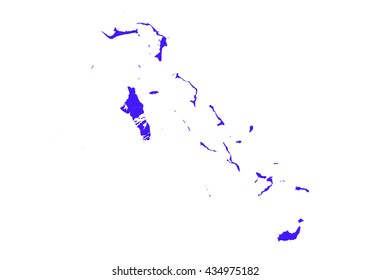 Vector map-bahamas country on white background. blue color.