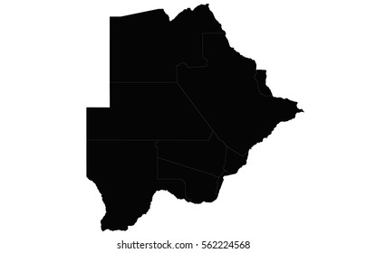 Vector map-botswana country. Blackon white background.