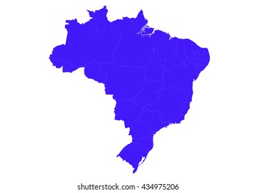 Vector map-brazil country on white background. blue color.