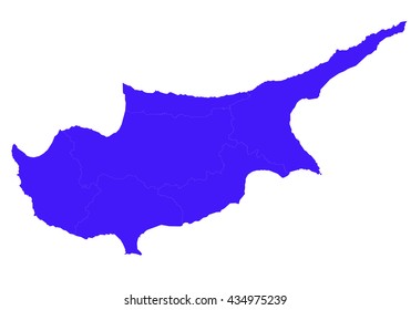 Vector map-cyprus country on white background. blue color.