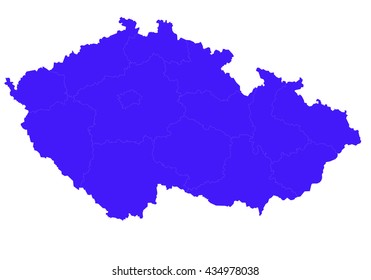 Vector map-czech Republic country on white background. blue color.