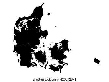 Vector map-denmark country on white background.