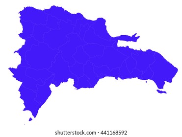 Vector map-dominican Republic country on white background.