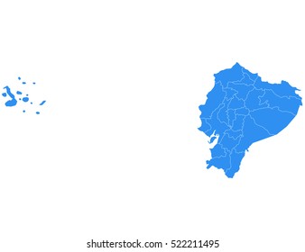 Vector map-ecuador country blue on white background.