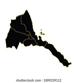Vector map-eritrea country on white background, High detailed - black map of Eritrea on white background. Vector illustration eps 10.