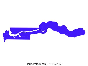 Vector map-gambia country on white background.