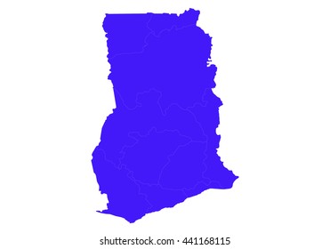 Vector map-ghana country on white background.
