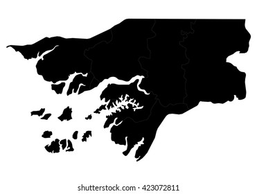 Vector map-guinea Bissau country on white background.