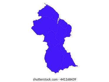 Vector map-guyana country on white background.