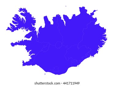 Vector map-iceland country on white background.