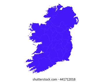 Vector map-ireland country on white background.