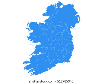 Vector map-Ireland country on white background