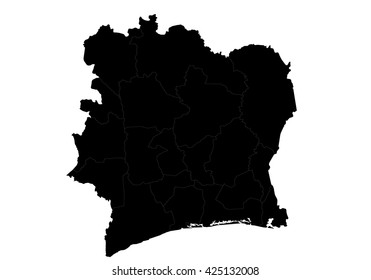 Vector map-ivory Coast country on white background.