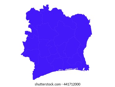 Vector map-ivory Coast country on white background.