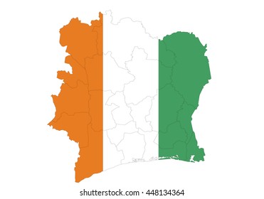 Vector map-ivory Coast country on white background.